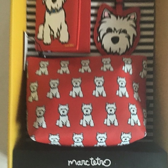 Marc Tetro Westie Travel Set: Passport Case Luggage Tag CosmeticBag Gift Set NWT - Picture 5 of 7